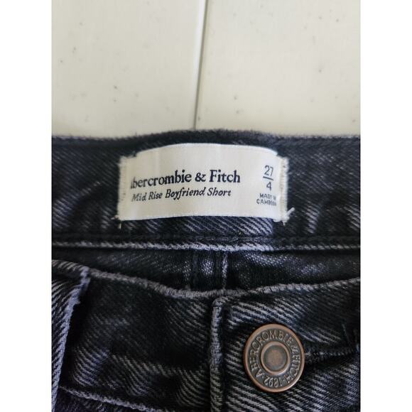 Abercrombie and Fitch Mid Rise Boyfriend short black wash sz 4/27 beach rodeo - Picture 5 of 9